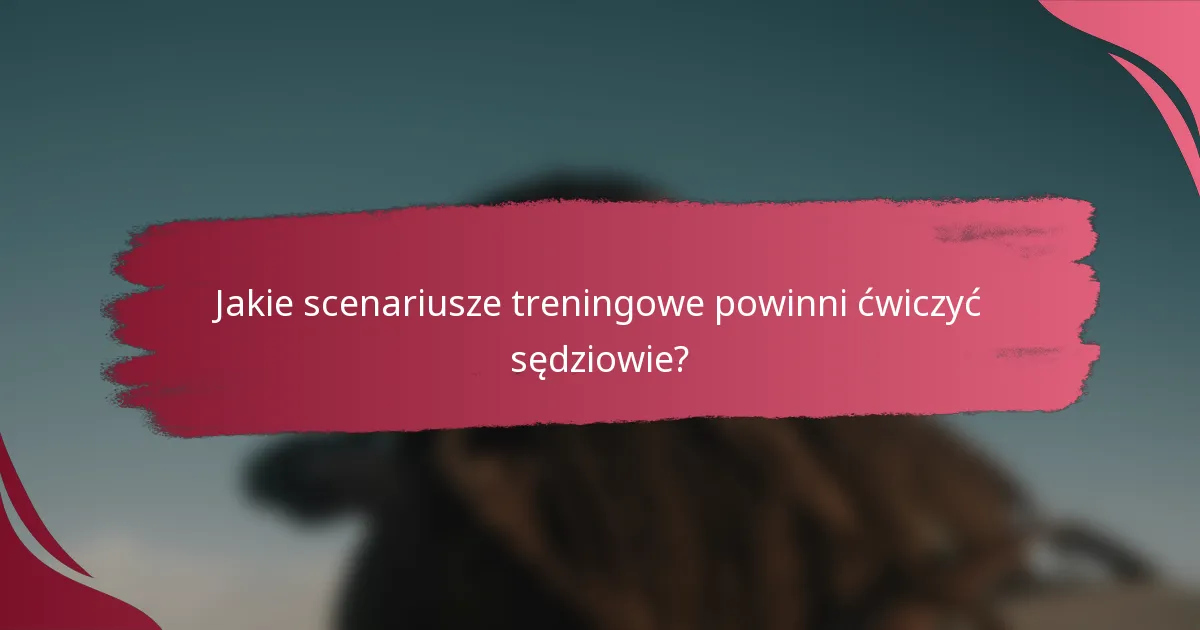 Jakie scenariusze treningowe powinni ćwiczyć sędziowie?